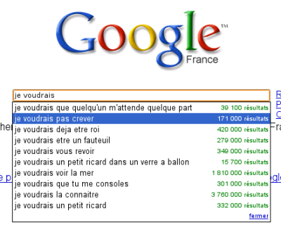 Google Suggest : je voudrais...