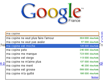 Google Suggest : Ma Copine