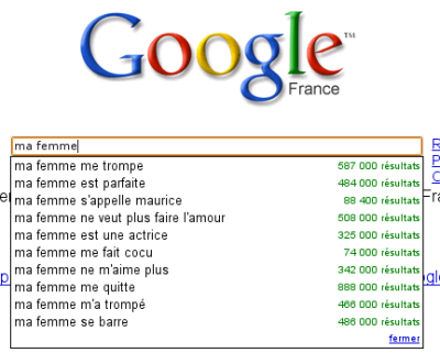 Google Suggest : Ma Femme
