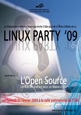 Logo de la Linux Party 2009, à l'EMI (affiche)