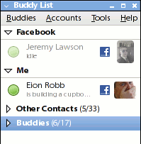 Pidgin : liste des contacts du chat Facebook